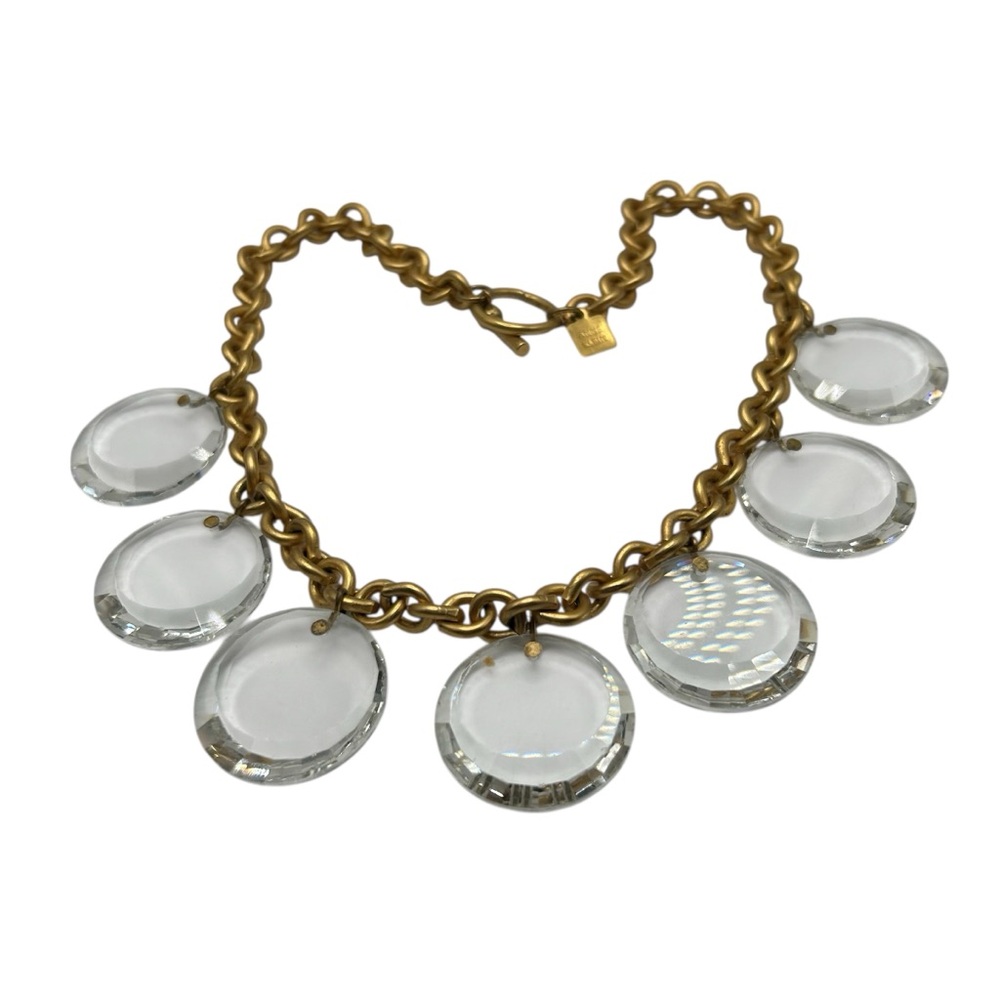Vintage Anne Klein Faceted Glass Disk Statement Necklace - Picture 3 of 7